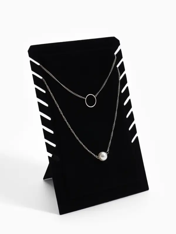 Подставка под кулоны и цепочки QF, 8 мест, 19.5&times;2&times;28.8 см, чёрная