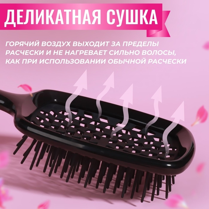 Расчёска массажная, широкая, вентилируемая, 8,5 × 20,5 см, цвет чёрный Расчёска массажная, широкая, вентилируемая, 8,5 × 20,5 см, цвет чёрный