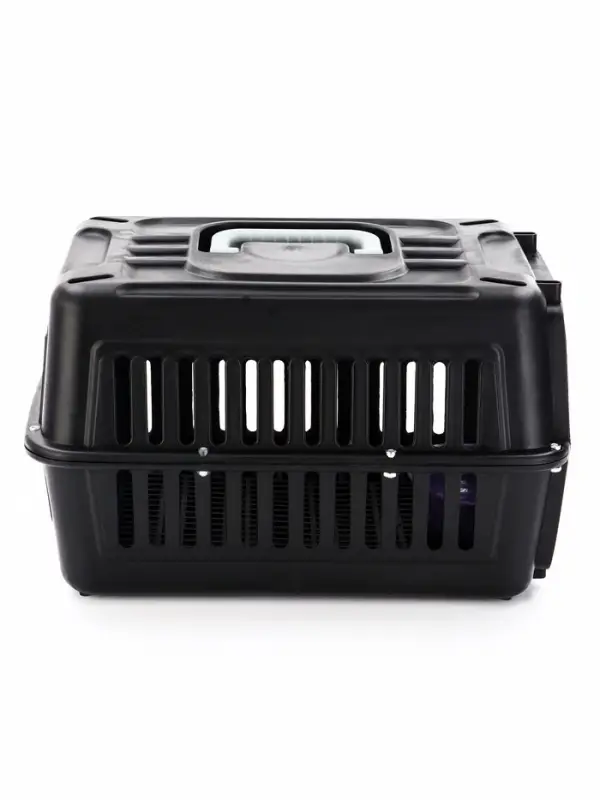 Переноска для животных с сеткой и миской пластиковая 44 х 31 х 27 см, чёрная Переноска для животных с сеткой и миской пластиковая 44 х 31 х 27 см, чёрная