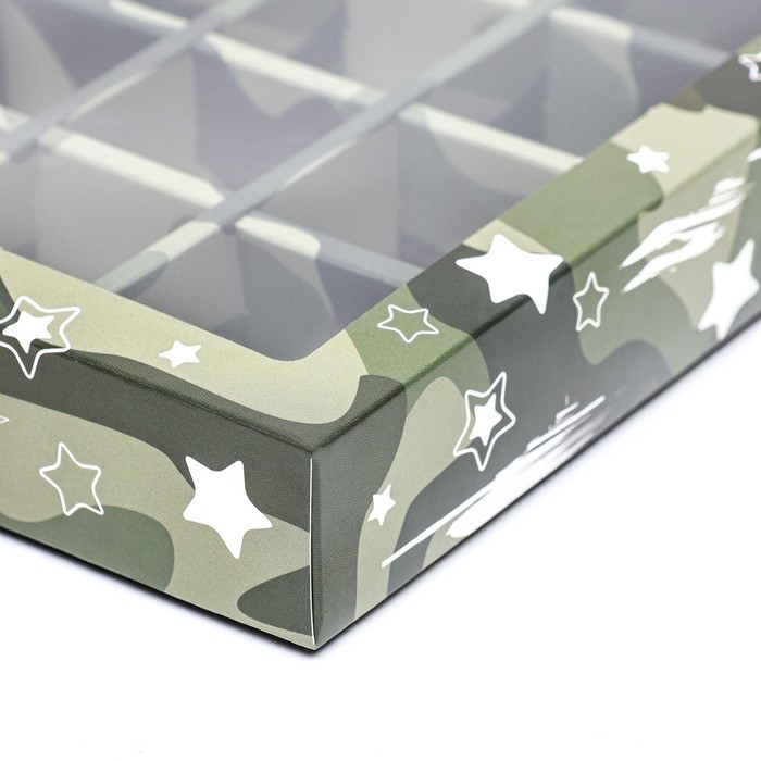 Коробка для 12 конфет , Коробка для 12 конфет , "Камуфляж" 19 х 15 х 3,6 см. Кондитерская упаковка