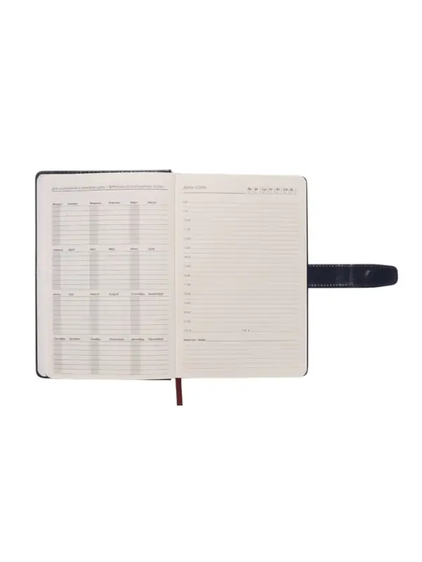 Ежедневник недатированный формат А5, с хлястиком, 128л, линия, пвх, Синий Ежедневник недатированный формат А5, с хлястиком, 128л, линия, пвх, Синий