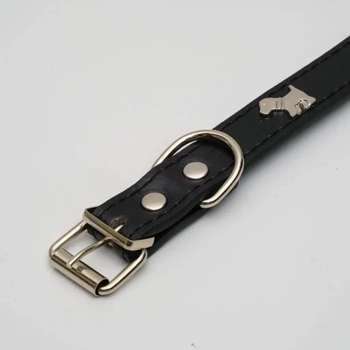 Ошейник &laquo;Собачки&raquo;, 46&times;2 см, ОШ 31-40, искусственная кожа, чёрный