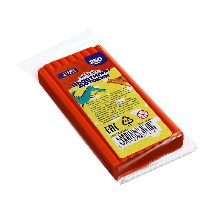 Пластилин 250г Calligrata Классический, оранжевый Пластилин 250г Calligrata Классический, оранжевый