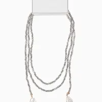 Бусы "Нить стекла" с подвесами жемчуг, L=120см №2, цвет серый АВ