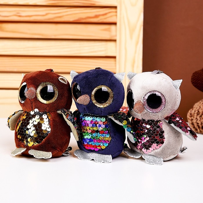 Мягкая игрушка «Сова», на брелоке, 10 см, цвета МИКС Мягкая игрушка «Сова», на брелоке, 10 см, цвета МИКС