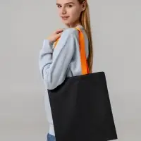 Холщовая сумка BrighTone, черная с зелеными ручками