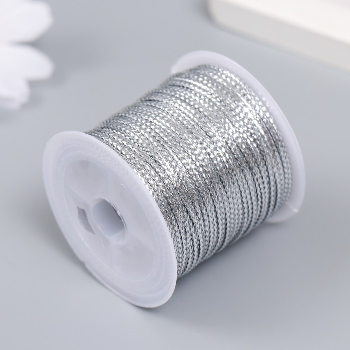 Сутажный шнур на бобине Сутажный шнур на бобине "Серебро" намотка 15 м толщина 2 мм 4,3х4,7х4,7 см