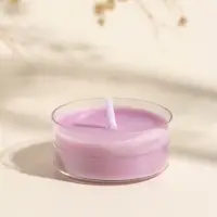 Чайная свеча ароматическая "Круглая" серо-фиолетовая, аромат лаванда 3,8х3,8х1,8 см