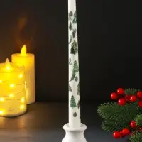 Свеча античная новогодняя 255х22 мм с декором, ёлочки