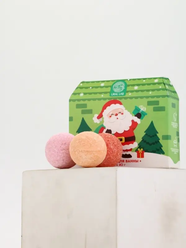 Бомбочки для ванны в домике «Дед Мороз», набор 6 шт х 40 г, URAL LAB Бомбочки для ванны в домике «Дед Мороз», набор 6 шт х 40 г, URAL LAB