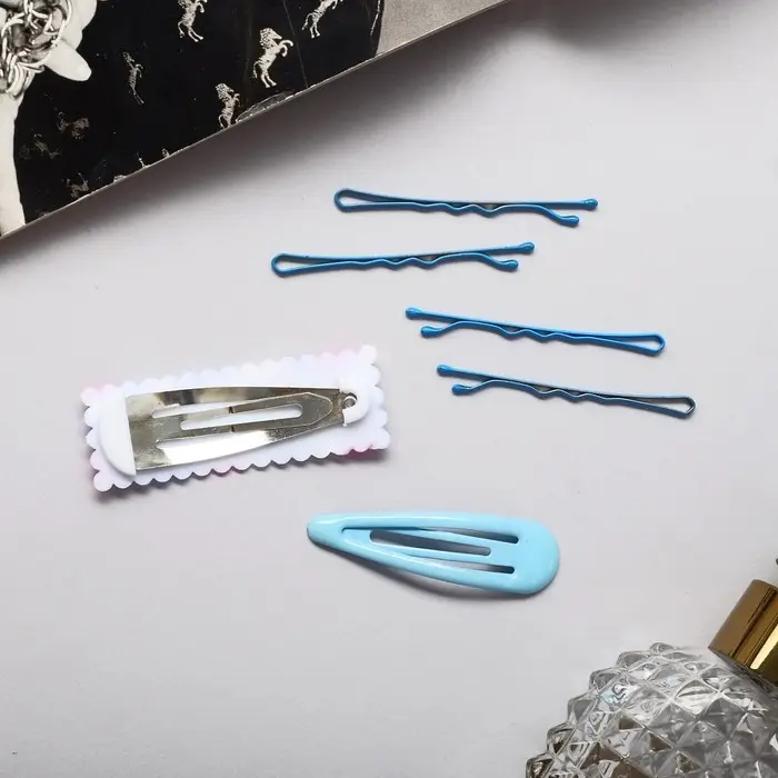 Невидимка для волос  Невидимка для волос "Марлен" (набор 10 шт) 5 см, голубой