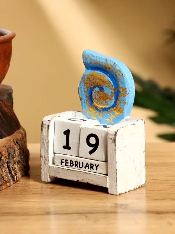 Календарь настольный «Ракушка», 7×4×9 см, дерево, синий