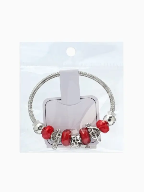 Браслет с шармами &laquo;Марджери&raquo;, звезда, красный в серебре, d=6.5 см