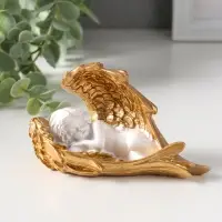 Сувенир полистоун "Спящий белоснежный ангел с золотыми крыльями" 5,7х13х7,5 см