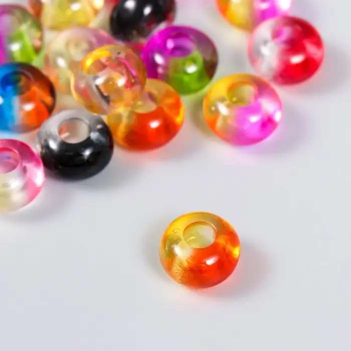 Бусины для творчества пластик "Колечки полупрозрачные" цветные 20 гр 0,8х1,4х1,4 см