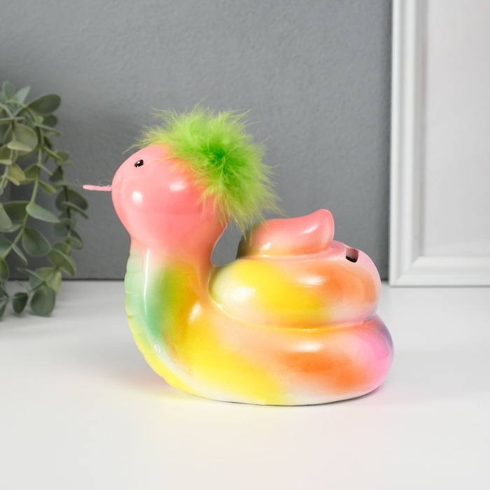 Копилка керамика Копилка керамика "Цветная змейка с пушистой причёской" 10,5х13,9х12,3 см