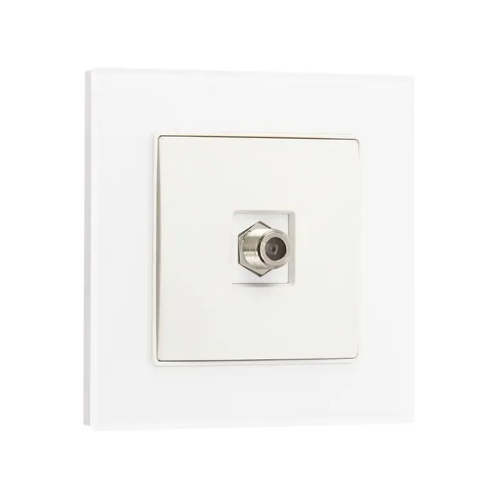 Розетка телевизионная TOT Matte Glass, стекло, скрытая, одноместная, белая