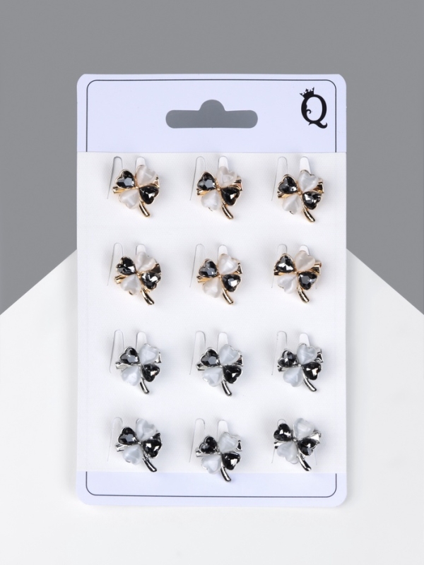 Брошь «Клевер» кошачий глаз, МИКС(неделимая фасовка 12 шт., цена за шт.)