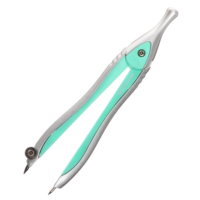 Циркуль металлический ErichKrause "Pastel Bloom", 125мм, со сменным грифелем, PVC чехол, микс