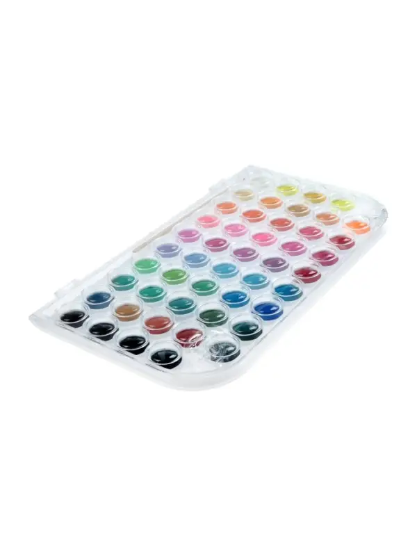 Краски акварельные 48 цветов, круглые, диаметр кюветы 23 мм, с кистью, пластиковый пенал, CALLIGRATA TOP