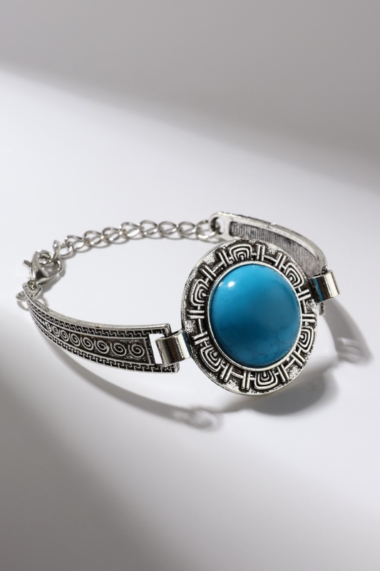 Браслет ассорти «Бирюзовый мир» круг, цвет голубой в серебре, L=19 см