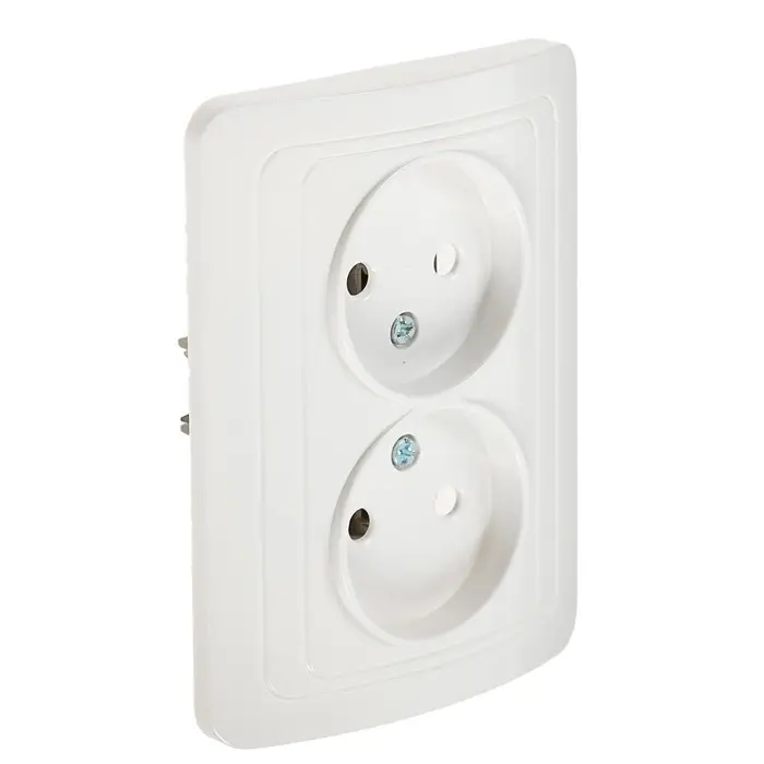 Розетка двухместная Luazon Lighting "ЕКБ", 10 А, без з/к, белая