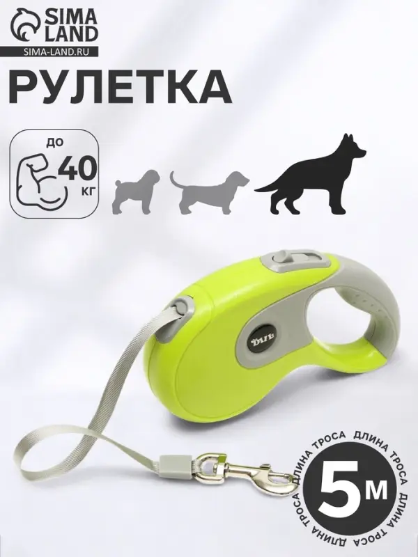 Рулетка DIIL, 5 м, до 40 кг, лента, прорезиненная ручка, зелёная