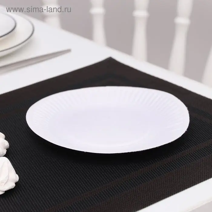 Набор одноразовых тарелок, d=17 см, цвет белый