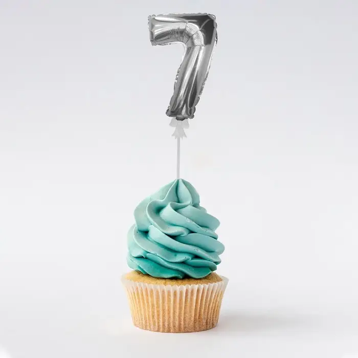 Воздушный шар 3 Воздушный шар 3" «Цифра-топпер 7», серебряный