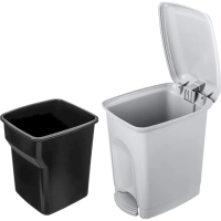 Ведро мусорное (контейнер) пластик 7л прям сер с пед и крышк 195х280х235мм