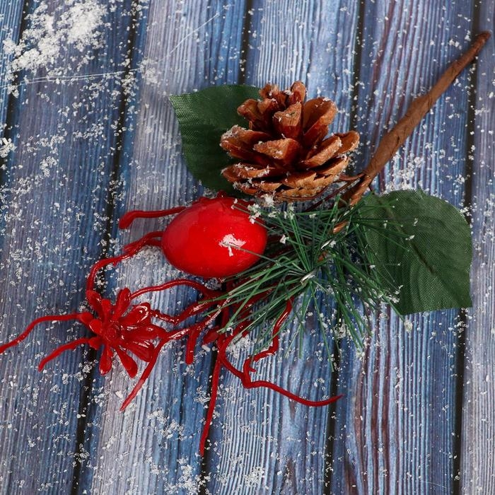 Декор  Декор "Зимнее очарование" алые ветки и цветок 16 см