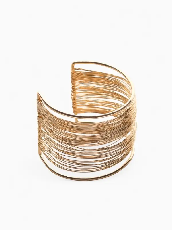 Браслет манжета &laquo;Нити&raquo;, d=6 см, металл, цвет золото