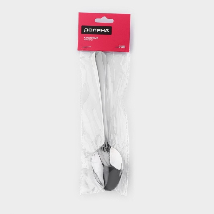 Набор ложек столовых из нержавеющей стали Доляна, длина 21 см, толщина 2,2 мм, 410 сталь, 3 шт Набор ложек столовых из нержавеющей стали Доляна, длина 21 см, толщина 2,2 мм, 410 сталь, 3 шт