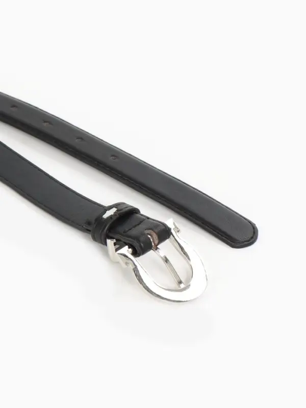 Ремень женский, 110&times;2.3 см, пряжка металл, серебристая, чёрный