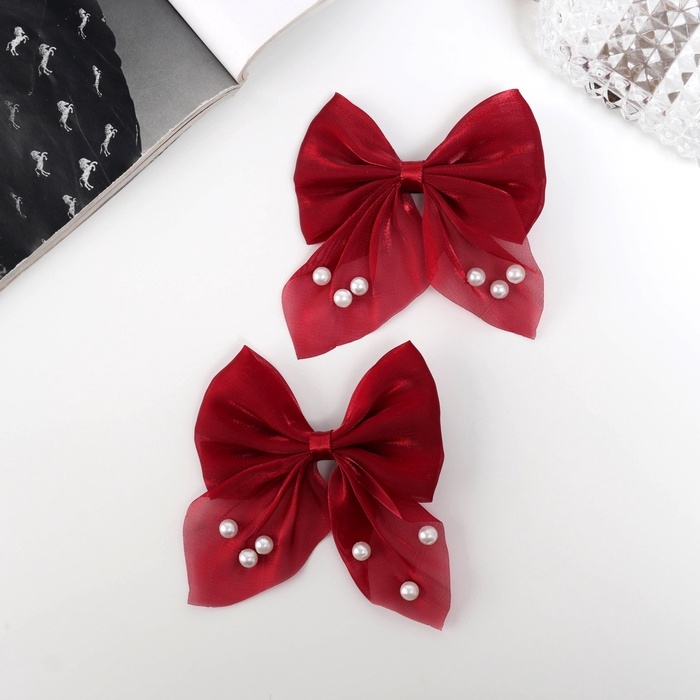 Зажим для волос  Зажим для волос "Марта" (набор 2 шт) грация, 7,5 см, красный