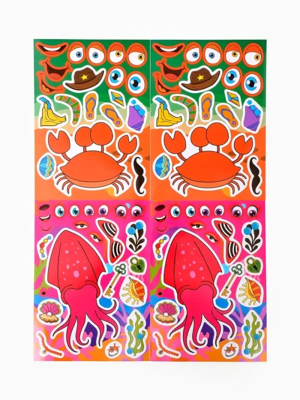 Наклейки детские для творчества "Животные" набор 24 шт