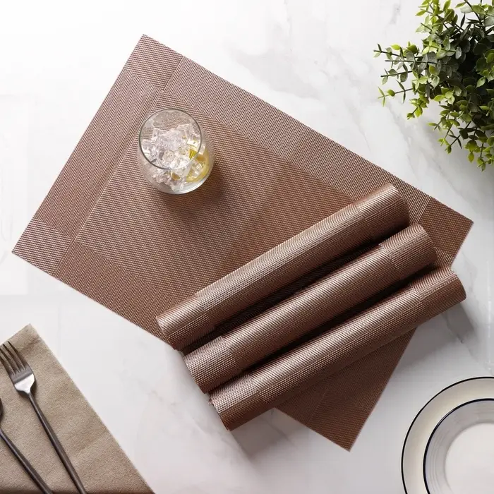 Салфетки сервировочные на стол Доляна &laquo;Шахматы&raquo;, 45&times;30 см, 4 шт., светло-коричневые