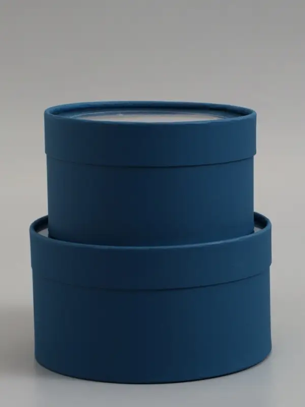 Набор подарочных коробок 2 в 1 круглых,  морской, с окном, 21 х 11 - 18 х 10 см