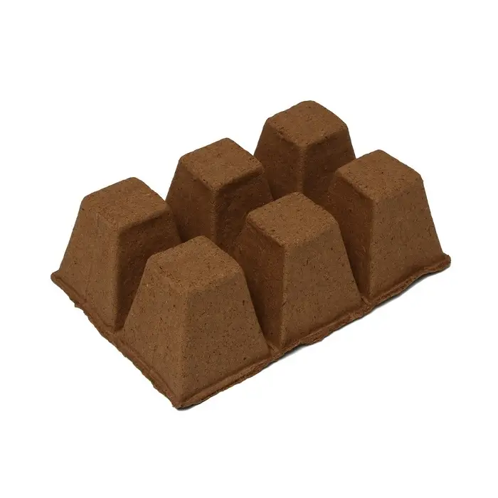 Кассета для рассады, 28 × 20 × 9 см, 6 ячеек по 400 мл, торф, 9 × 9 см