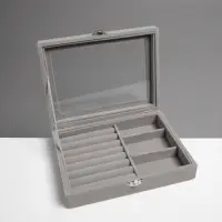 Шкатулка для украшений, 7 полос, 3 ячейки, 20&times;15&times;4.5, серая