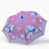 Зонт - трость детский &laquo;Стрекоза&raquo;, полуавтоматический, R=43/50 см, сиреневый