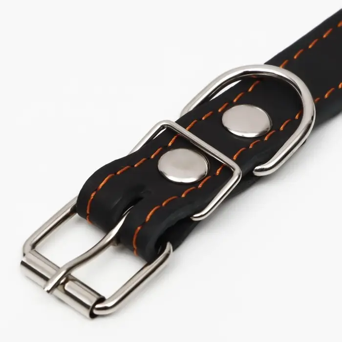 Ошейник однослойный, безразмерный, 56&times;2.5 см, ОШ 17-44 см, кожа, чёрный