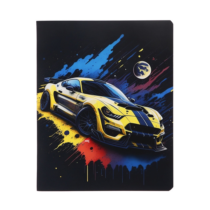 Тетрадь 48 листов в клетку "Авто цветные брызги", обложка мелованный картон, ламинация софт-тач, блок 70 г/м2, МИКС