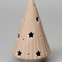 Светодиодная фигура &laquo;Ёлочка бежевая&raquo;, 16.7&times;9.7&times;9.7 см, 1 LED, керамика, от батареек LR44&times;3, тёплый белый свет