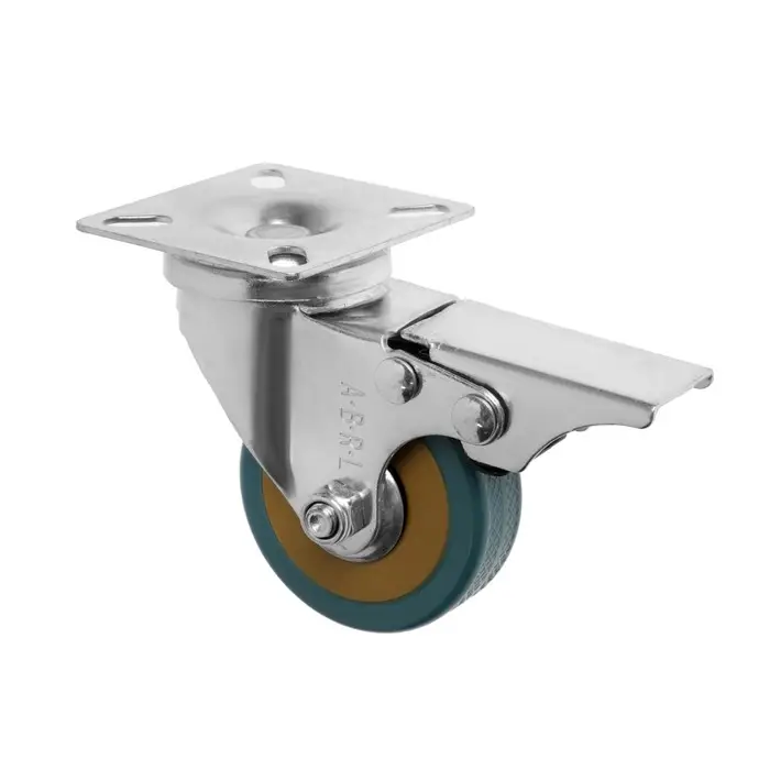 Колесо мебельное, d=50 мм, на площадке, с футоркой, с фиксатором, 4 шт. TMP