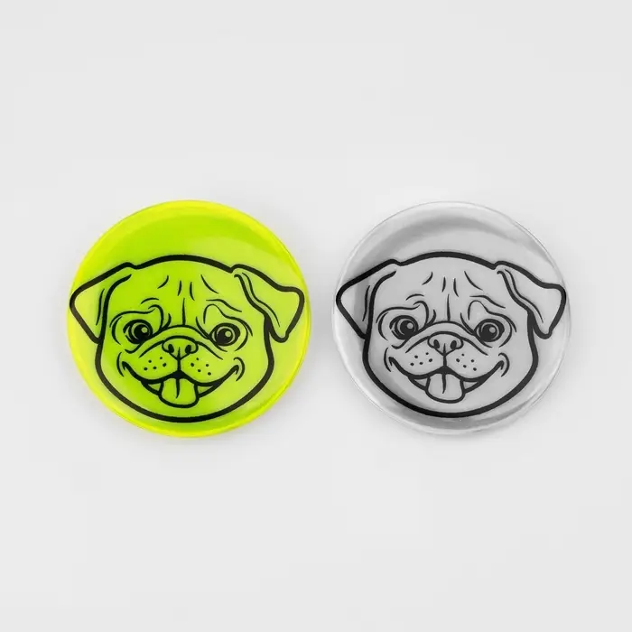 Светоотражающий значок «Мордочка мопса», d=5.8 см, МИКС Светоотражающий значок «Мордочка мопса», d=5.8 см, МИКС