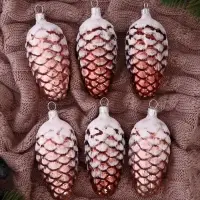 Ёлочные игрушки набор 6 шт. &laquo;Шишки сосновые&raquo;, h=9 см, МИКС