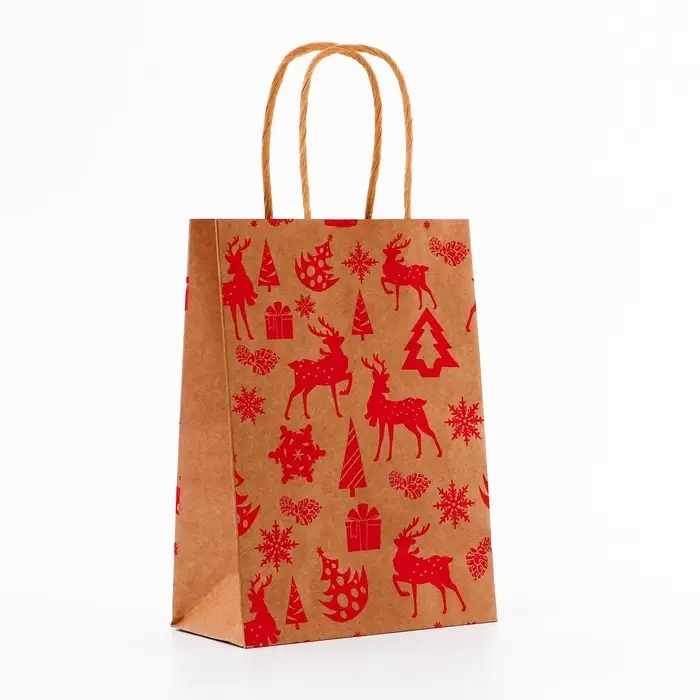 Пакет крафт с тиснением, круглая ручка, «Лес» 15×21×8 см, 120 г Пакет крафт с тиснением, круглая ручка, «Лес» 15×21×8 см, 120 г