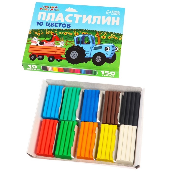 Пластилин 10цв 150г Синий трактор Пластилин 10цв 150г Синий трактор