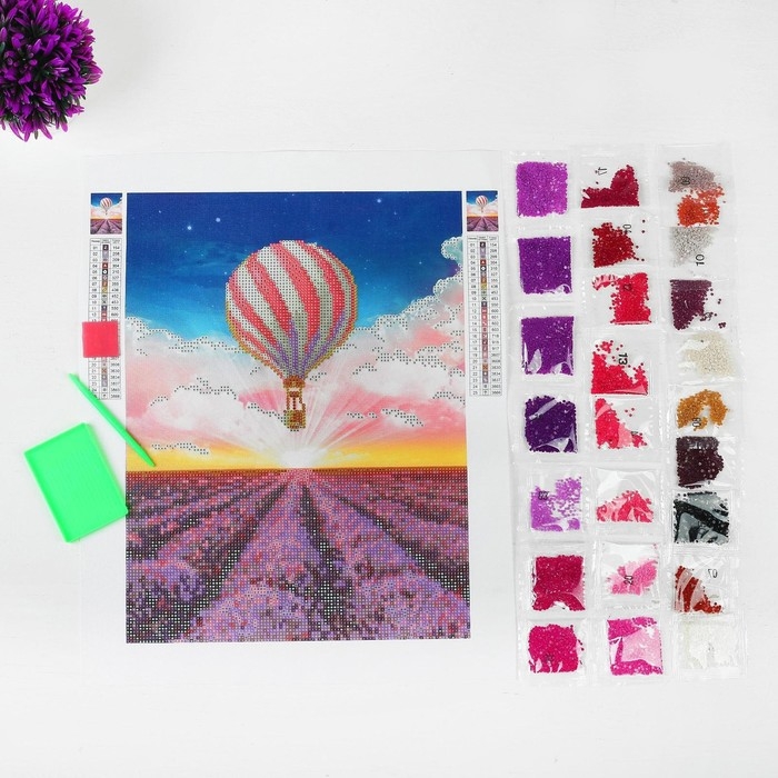 Алмазная мозаика с частичным заполнением на холсте «Лавандовые поля», 30 х 40 см Алмазная мозаика с частичным заполнением на холсте «Лавандовые поля», 30 х 40 см